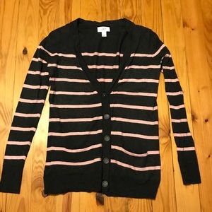 EUC Ann Taylor Loft Grey and Pink Cardigan